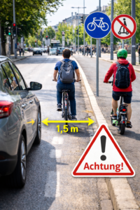 Auto Radfahrer E-Bike E-Scooter Regeln