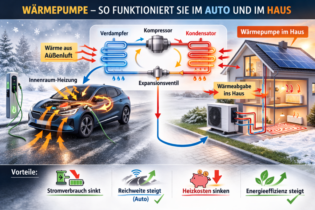 Wärmepumpe im Auto und im Alltag effizient heizen mit moderner Technik